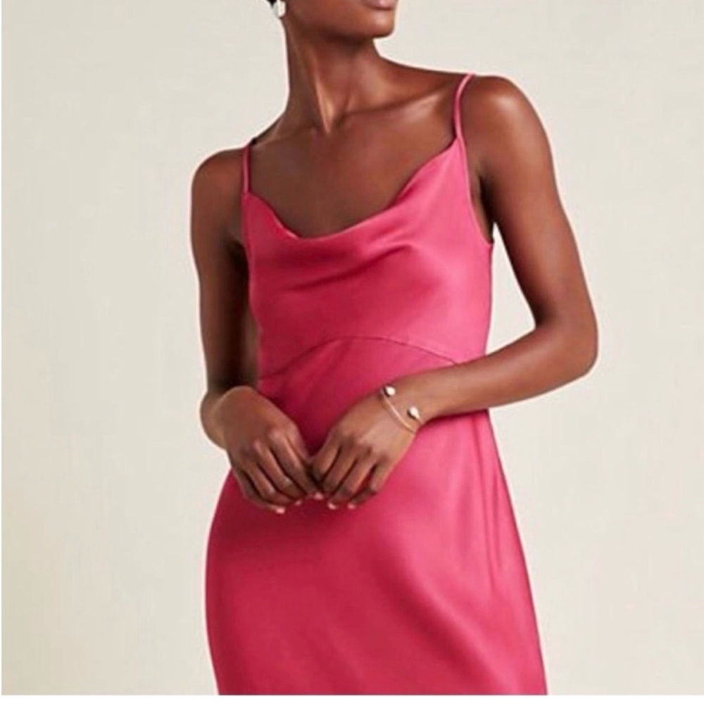Raspberry Anthropologie Elyse Bias Slip Dress - Picture 2 of 7